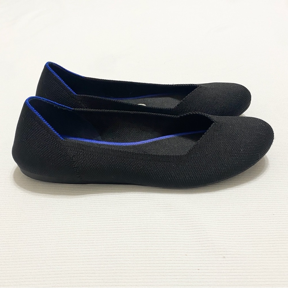 Rothy’s The Flat Round Toe Solid Black Knit Balle… - image 3